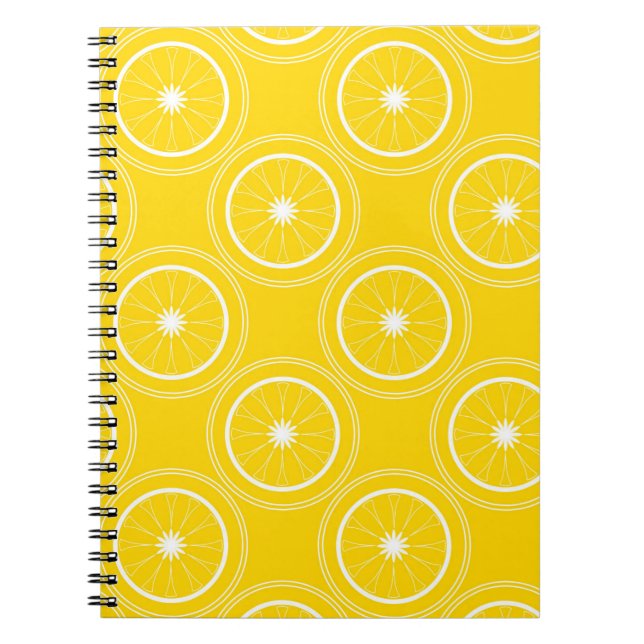  Bright yellow abstract pattern lemon retro Notebook (Front)
