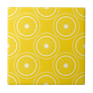 Bright yellow abstract pattern lemon retro Tile