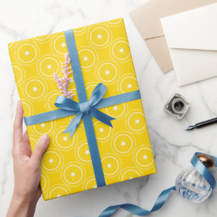 Bright yellow abstract pattern lemon retro Wrapping Paper
