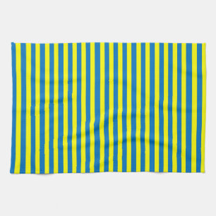 Bright Yellow and Blue Stripes Tea Towel