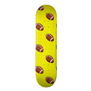 Bright Yellow and Brown Football Pattern Skateboard