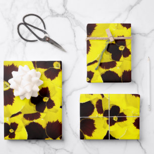 Bright Yellow And Brown Pansies, Wrapping Paper Sheet