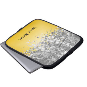 Bright yellow and faux glitter laptop sleeve