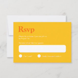 Bright Yellow and Orange Minimalist RSVP Card