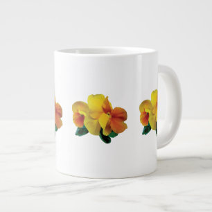 Bright Yellow and Orange Pansies Large Coffee Mug