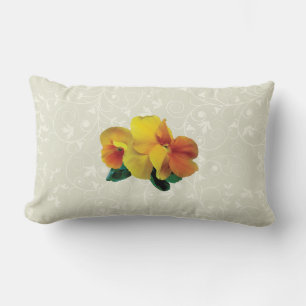Bright Yellow and Orange Pansies Lumbar Cushion