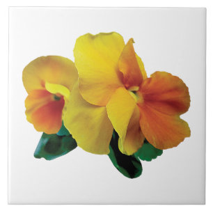 Bright Yellow and Orange Pansies Tile