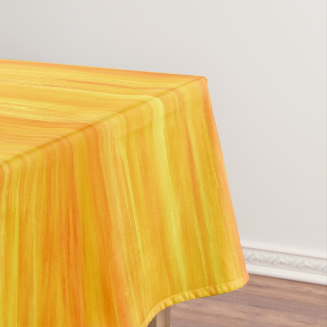 Bright Yellow and Orange Vertical Stripes Tablecloth (In Situ)