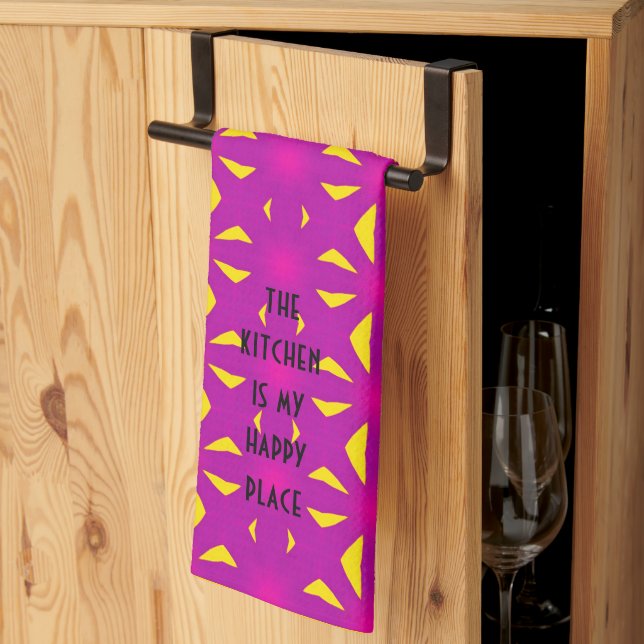 Bright Yellow and Purple Kitchen Towel (Thirds Fold)