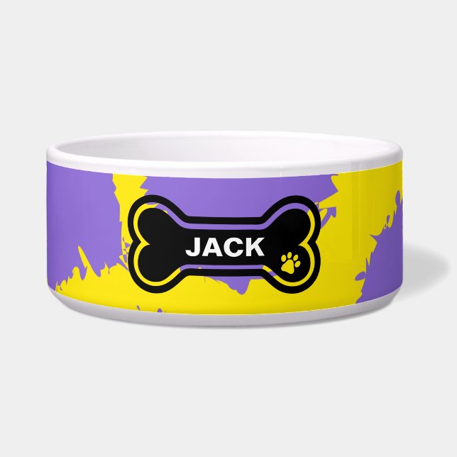 Bright Yellow and Purple Personalised Dog (Front)
