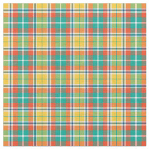 Bright Yellow and Seafoam Green Fashion Plaid Fabric
