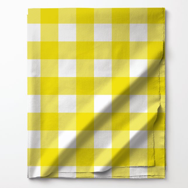 Bright Yellow and White Buffalo Plaid Pattern Fabric (Creator Uploaded)