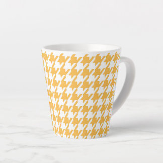 Bright Yellow and White Classic Houndstooth Check Latte Mug
