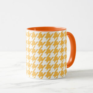 Bright Yellow and White Classic Houndstooth Check Mug