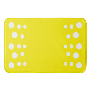 Bright Yellow and white Modern Bubbles Dots Bath Mat