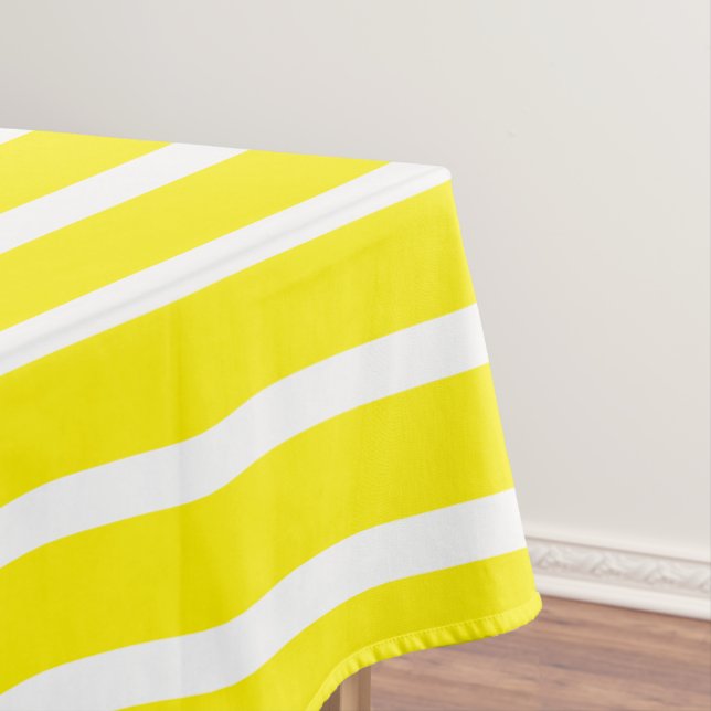 Bright Yellow and White Stripe Tablecloth (In Situ)
