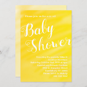 Bright Yellow Baby Shower Gender Neutral Co-Ed Invitation