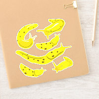 Bright Yellow Banana Slugs Sticker Set