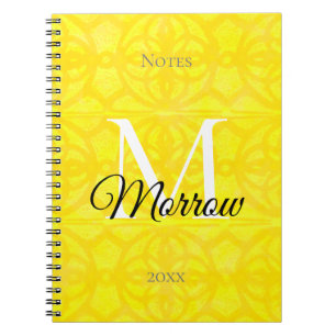 Bright Yellow Batik Name and Year Notebook