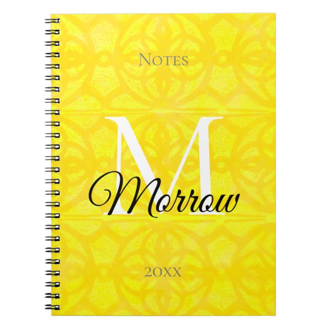  Bright Yellow Batik Name and Year  Notebook (Front)