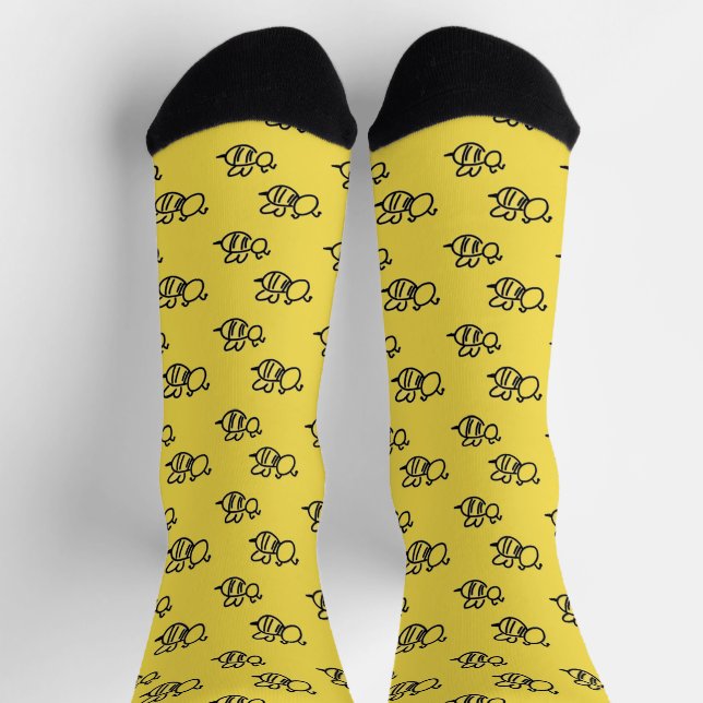 Bright Yellow Bees Pattern Socks (Top)
