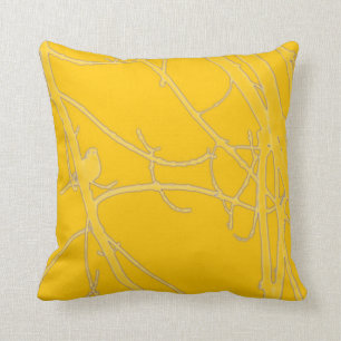 Bright yellow bird in branches cushion