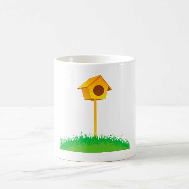 Bright Yellow Birdhouse on Grass Coffee Mug (Creator Uploaded)