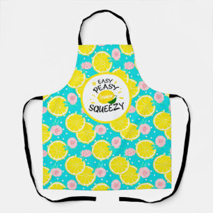 Bright yellow blue lemon fun retro apron