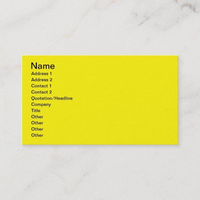 Bright Yellow Business Card (Front)