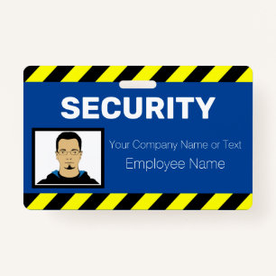 Bright Yellow Caution Security Guard ID Badge