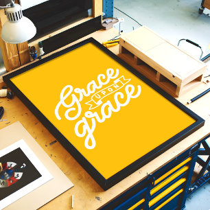 Bright Yellow Christian Grace upon grace  Poster