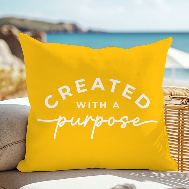 Bright Yellow Christian quote Throw Pillow (Creator Uploaded)