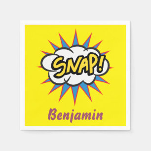 Bright Yellow Comic book fun snap Napkin
