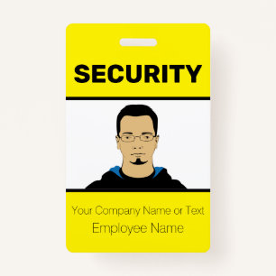 Bright Yellow Custom Photo Security Guard ID Badge