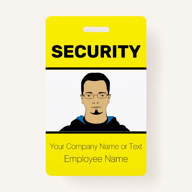 Bright Yellow Custom Photo Security Guard ID Badge (Front)