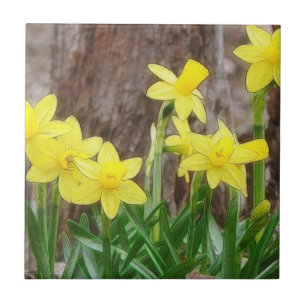 Bright Yellow Daffodils Tile