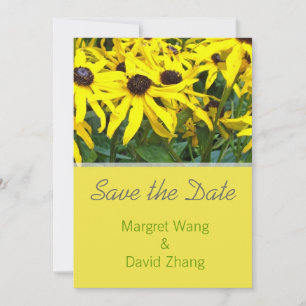 bright yellow daisy flowers save the date