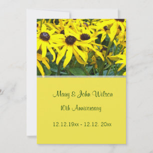 bright yellow  daisy flowers wedding anniversary invitation