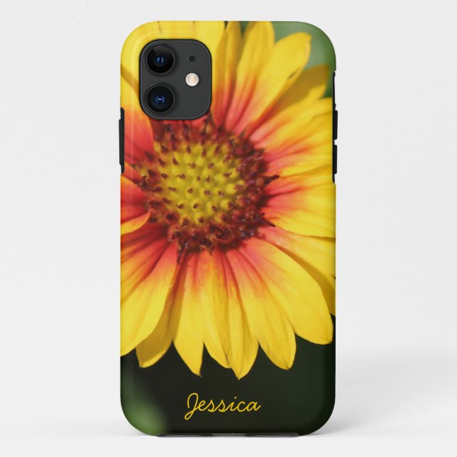 Bright yellow daisy, personalised iPhone Case (Back)