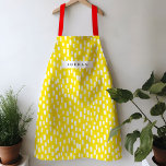Bright Yellow Dashing Apron<br><div class="desc">Bright and cheerful,  this vibrant coloured apron features hand-drawn dashes for a playful pattern year round. Personalise with your own name or give as a practical and thoughtful gift!</div>