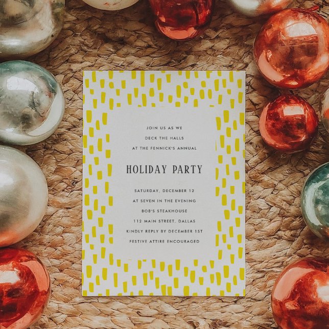 Bright Yellow Dashing Holiday Party Invitation (Bright Yellow Dashing Holiday Party Invitation)