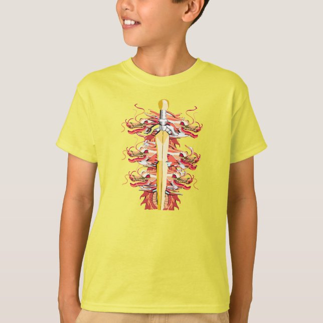 Bright Yellow Dragon Sword T-Shirt (Front)