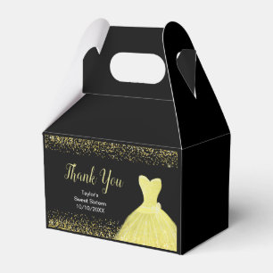 Bright Yellow Dress Faux Glitter Sweet 16 Birthday Favour Box