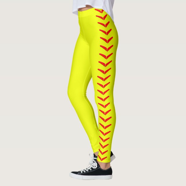 Bright Yellow Fastpitch Softball Players Sports Leggings (Left)