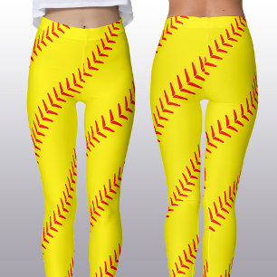 Bright Yellow Fastpitch Softball Stitches (Seams) Leggings