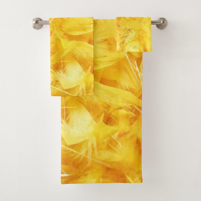 Bright Yellow Feathers Bath Towel Set (Insitu)