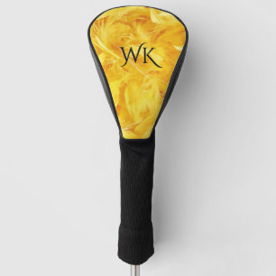 Bright Yellow Feathers Initials Golf Head Cover