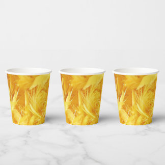 Bright Yellow Feathers Paper Cups