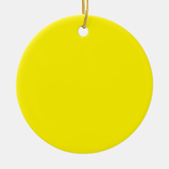 Bright Yellow #FFF3000, Banana Yellow Ceramic Tree Decoration (Front)