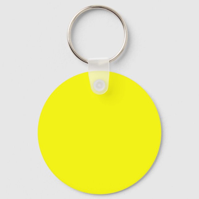 Bright Yellow FFFF00 Colour - Add Your Name Option Key Ring (Front)